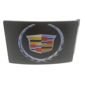 Cadillac Crest Wreath Logo Belt Buckle GM Licensed Metal 1990-2010 Promo 2" x 4"
